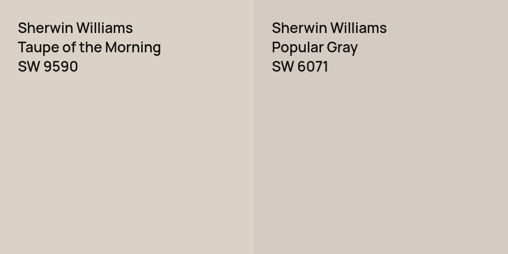 Sherwin Williams Taupe of the Morning vs. Sherwin Williams Popular Gray