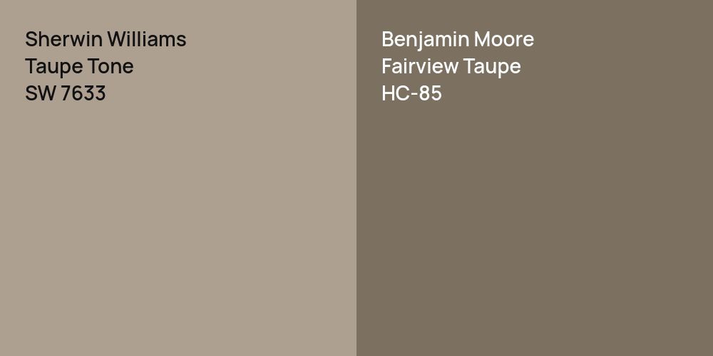 Sherwin Williams Taupe Tone vs. Benjamin Moore Fairview Taupe