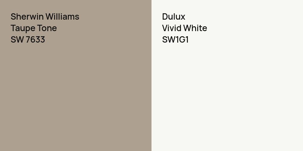 Sherwin Williams Taupe Tone vs. Dulux Vivid White