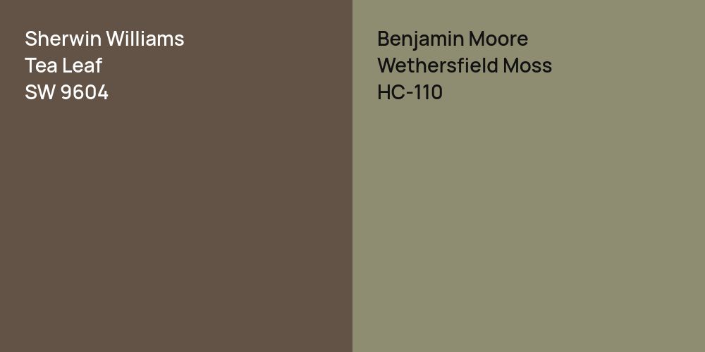 Sherwin Williams Tea Leaf vs. Benjamin Moore Wethersfield Moss