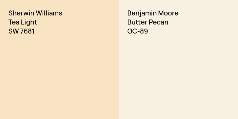 Sherwin Williams Tea Light vs. Benjamin Moore Butter Pecan