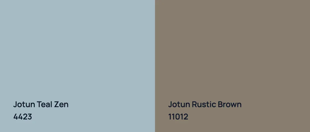 Jotun Teal Zen 4423 vs Jotun Rustic Brown 11012