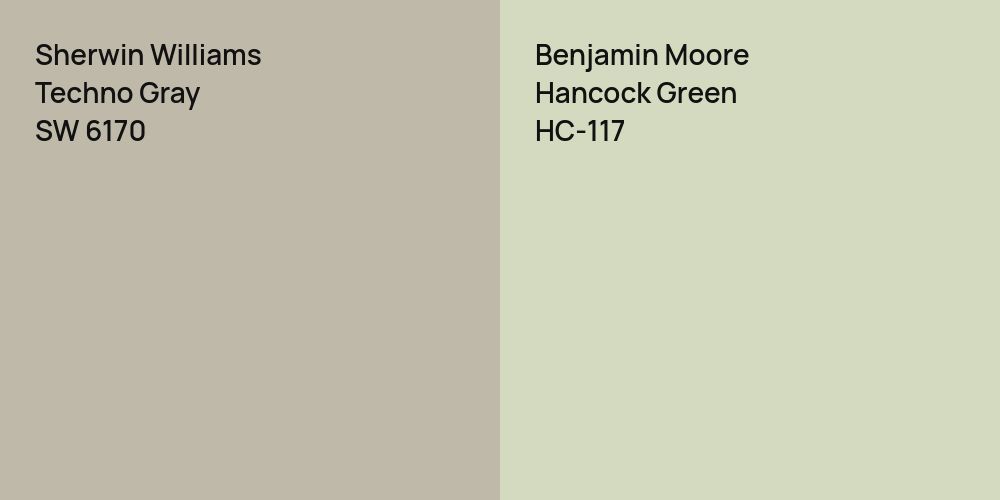 Sherwin Williams Techno Gray vs. Benjamin Moore Hancock Green