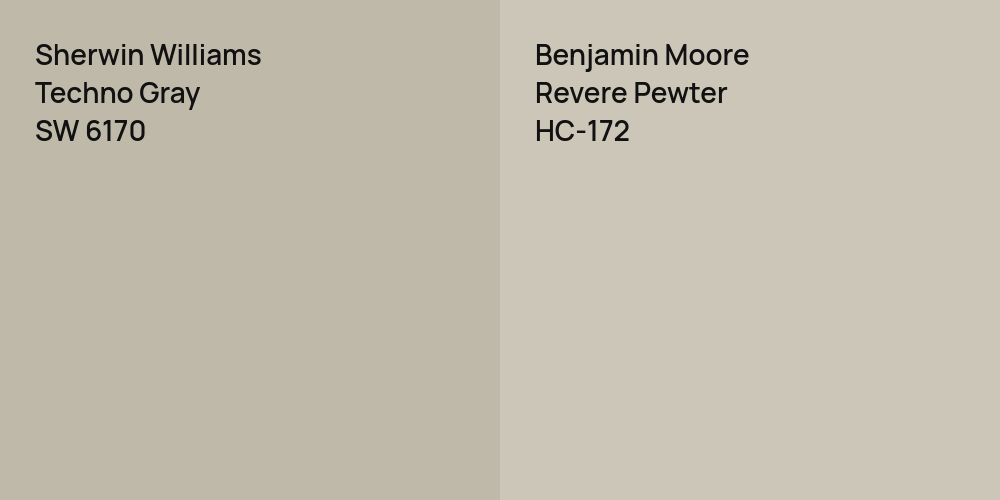 Sherwin Williams Techno Gray vs. Benjamin Moore Revere Pewter