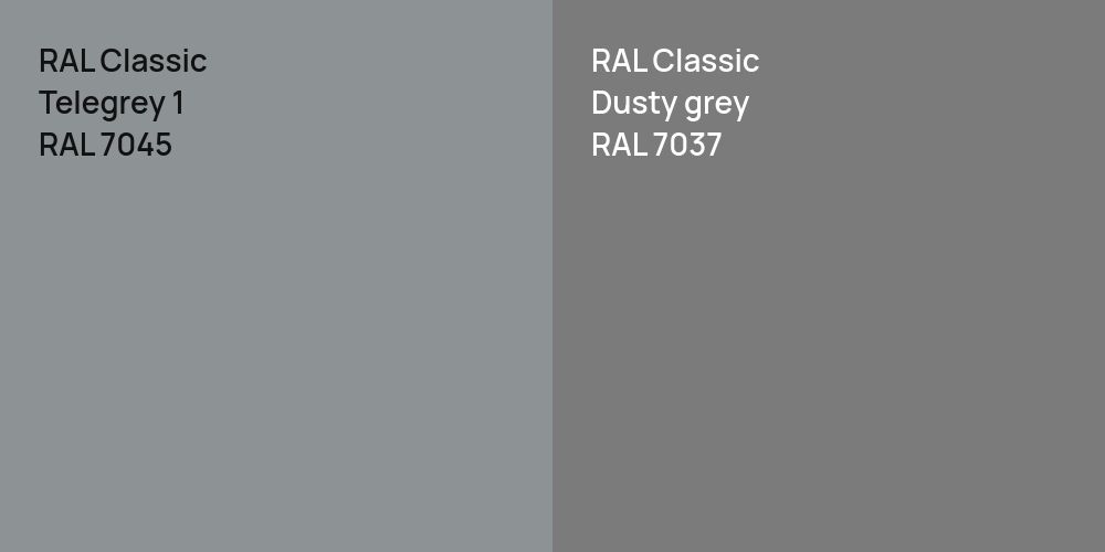 RAL Classic  Telegrey 1 vs. RAL Classic  Dusty grey