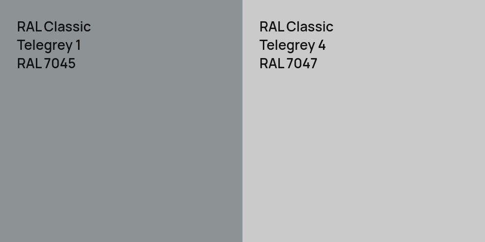 RAL Classic  Telegrey 1 vs. RAL Classic Telegrey 4