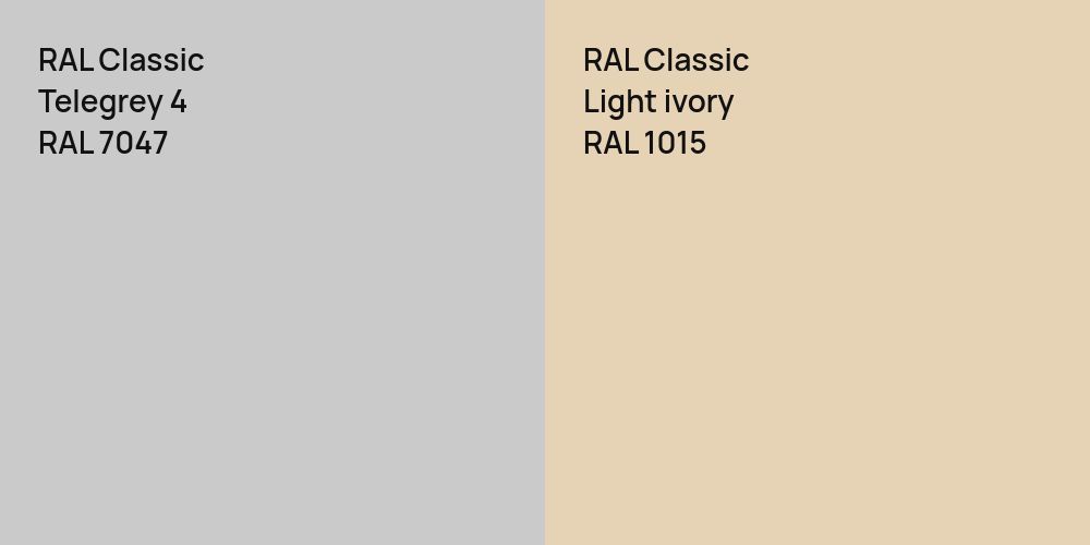 RAL Classic Telegrey 4 vs. RAL Classic  Light ivory