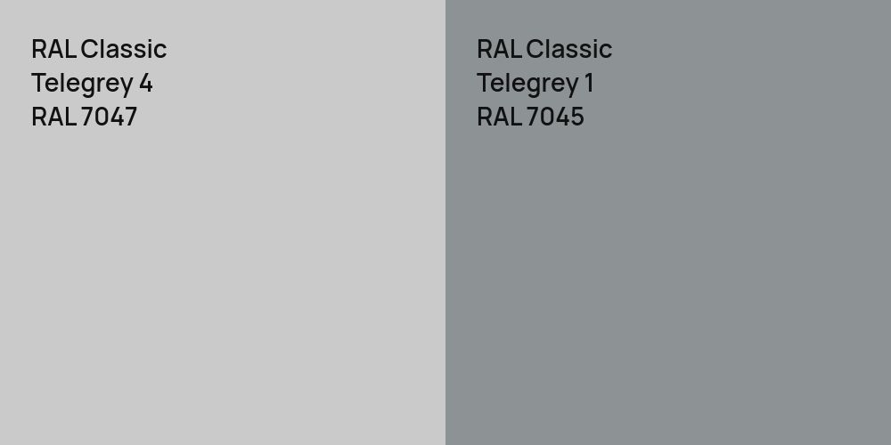 RAL Classic Telegrey 4 vs. RAL Classic  Telegrey 1