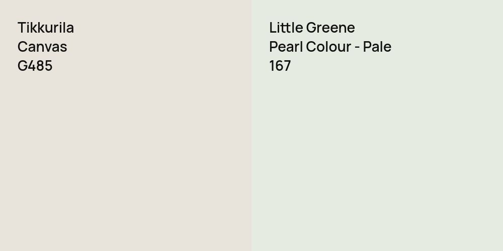 Tikkurila Canvas vs. Little Greene Pearl Colour - Pale