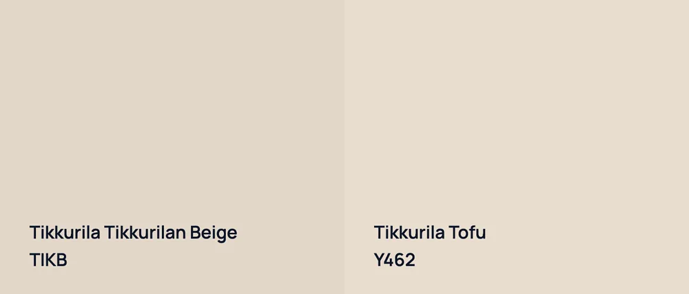 Tikkurila Tikkurilan Beige TIKB vs Tikkurila Tofu Y462
