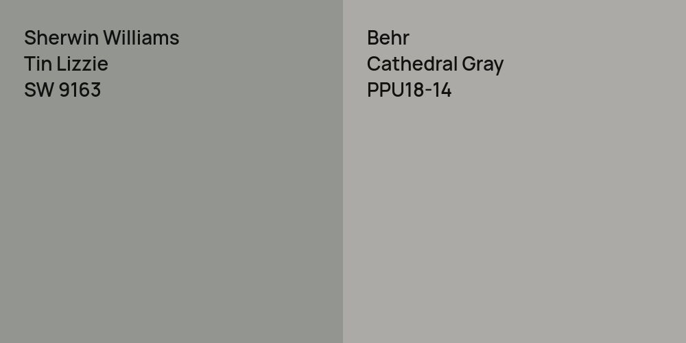 Sherwin Williams Tin Lizzie vs. Behr Cathedral Gray