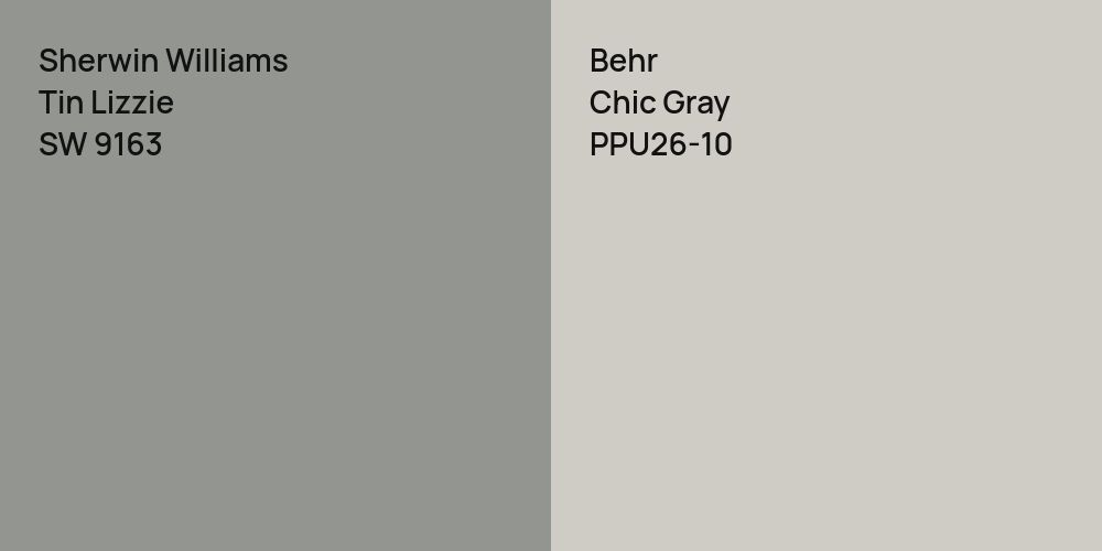 Sherwin Williams Tin Lizzie vs. Behr Chic Gray