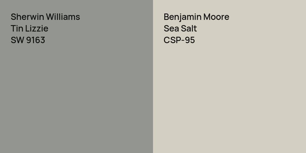 Sherwin Williams Tin Lizzie vs. Benjamin Moore Sea Salt