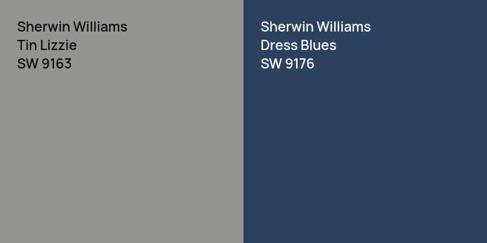 Sherwin Williams Tin Lizzie vs. Sherwin Williams Dress Blues