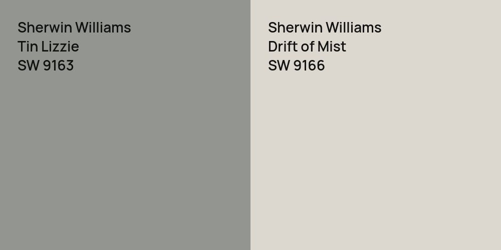 Sherwin Williams Tin Lizzie vs. Sherwin Williams Drift of Mist