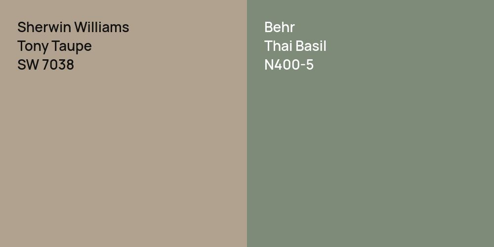 Sherwin Williams Tony Taupe vs. Behr Thai Basil