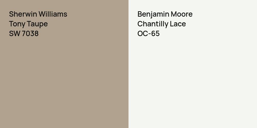 Sherwin Williams Tony Taupe vs. Benjamin Moore Chantilly Lace