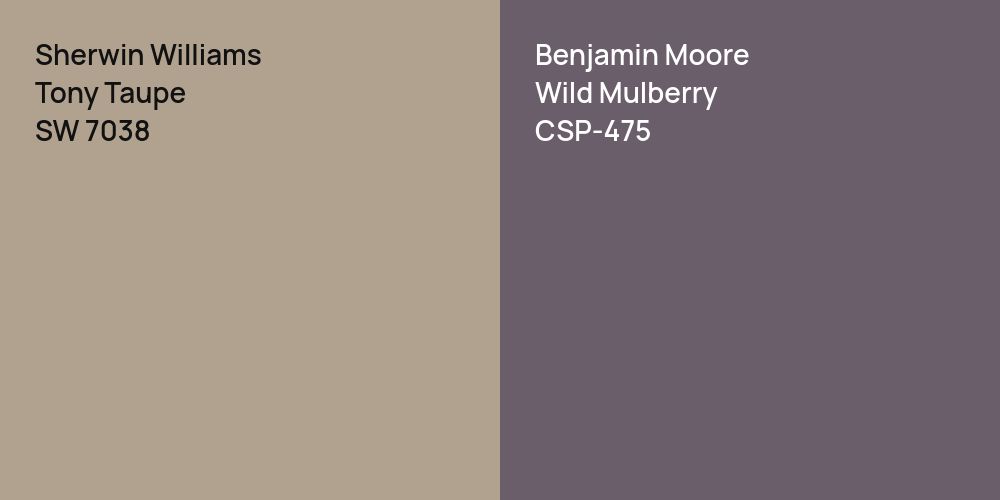 Sherwin Williams Tony Taupe vs. Benjamin Moore Wild Mulberry