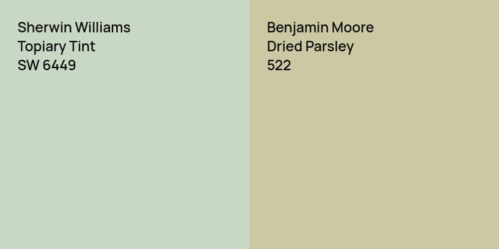 Sherwin Williams Topiary Tint vs. Benjamin Moore Dried Parsley