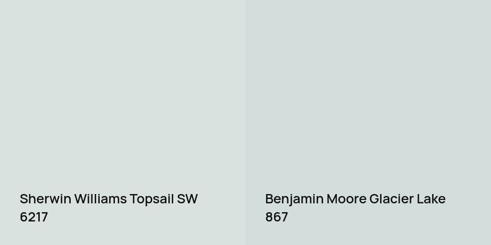 Sherwin Williams Topsail vs. Benjamin Moore Glacier Lake