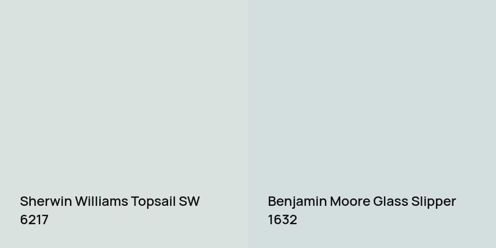 Sherwin Williams Topsail vs. Benjamin Moore Glass Slipper