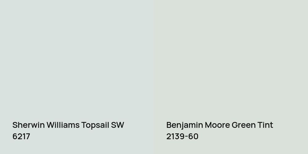 Sherwin Williams Topsail vs. Benjamin Moore Green Tint