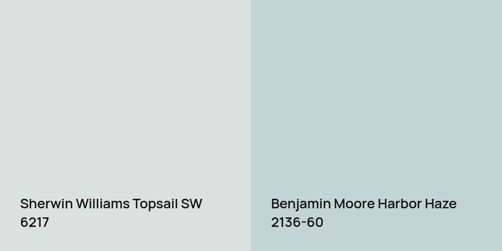 Sherwin Williams Topsail vs. Benjamin Moore Harbor Haze