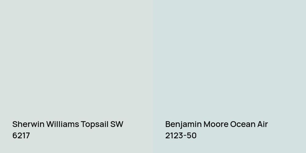 Sherwin Williams Topsail vs. Benjamin Moore Ocean Air