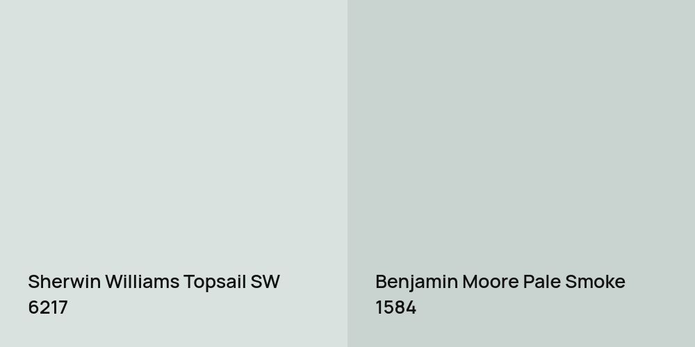 Sherwin Williams Topsail vs. Benjamin Moore Pale Smoke