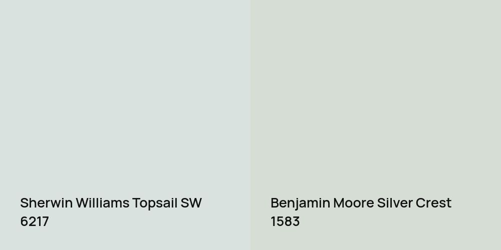 Sherwin Williams Topsail vs. Benjamin Moore Silver Crest