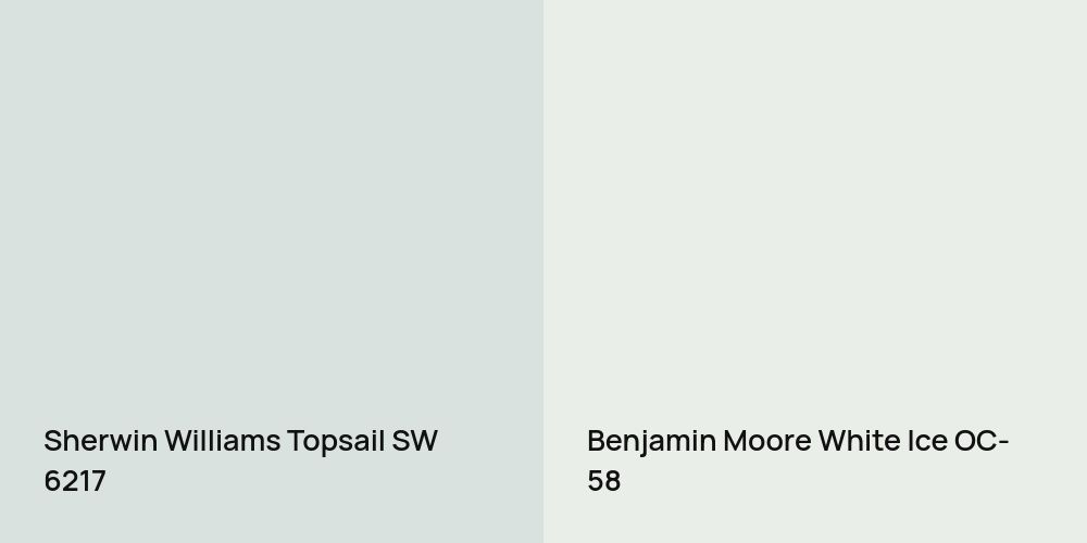 Sherwin Williams Topsail vs. Benjamin Moore White Ice