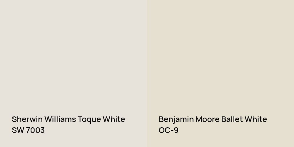 Sherwin Williams Toque White vs. Benjamin Moore Ballet White