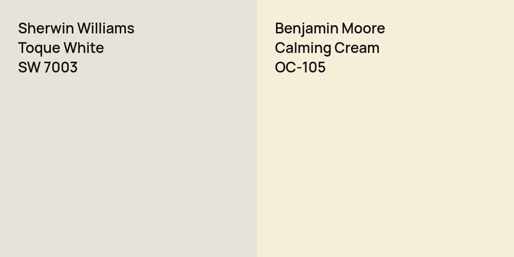 Sherwin Williams Toque White vs. Benjamin Moore Calming Cream