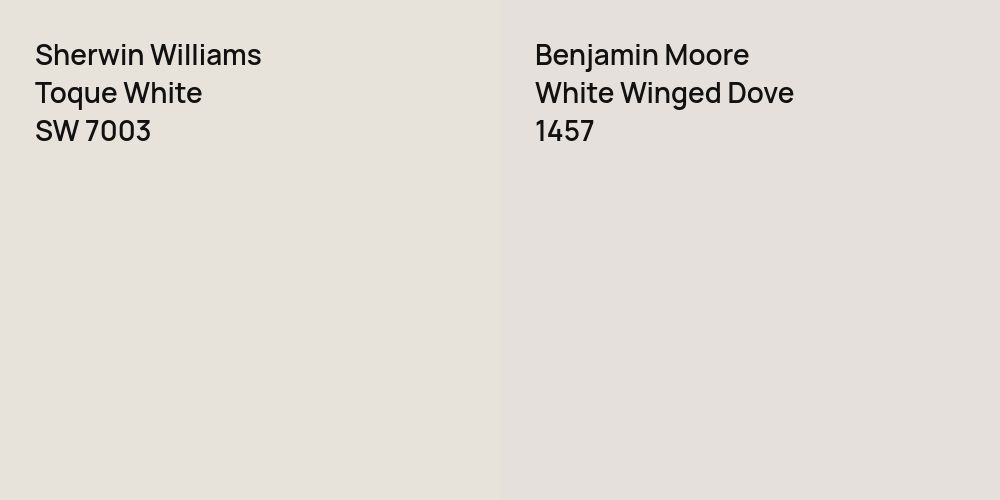 Sherwin Williams Toque White vs. Benjamin Moore White Winged Dove