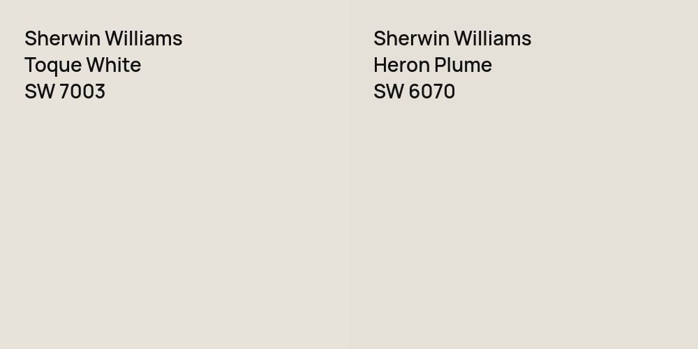 Sherwin Williams Toque White vs. Sherwin Williams Heron Plume