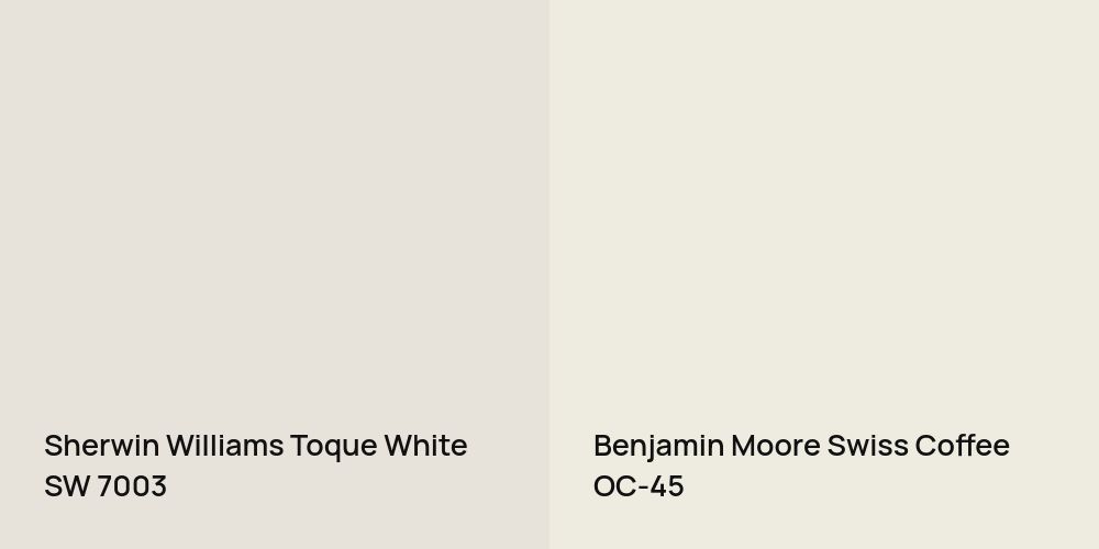 Sherwin Williams Toque White vs. Benjamin Moore Swiss Coffee