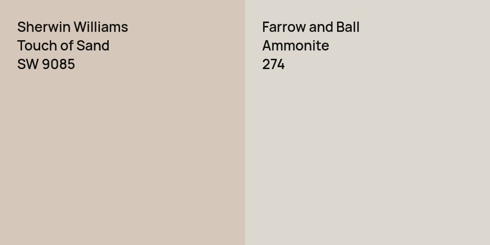 Sherwin Williams Touch of Sand vs. Farrow and Ball Ammonite