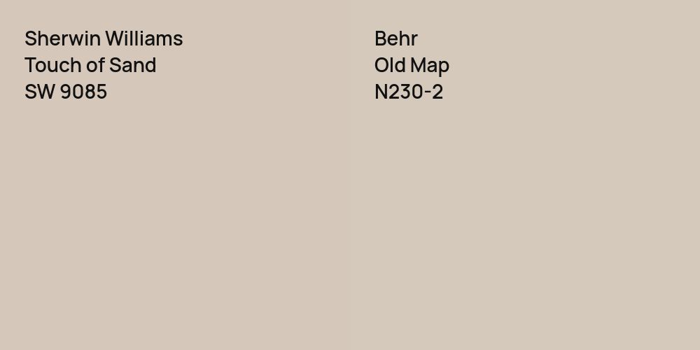 Sherwin Williams Touch of Sand vs. Behr Old Map