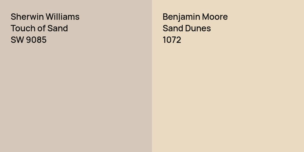 Sherwin Williams Touch of Sand vs. Benjamin Moore Sand Dunes