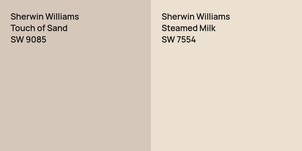 Sherwin Williams Touch of Sand vs. Sherwin Williams Steamed Milk