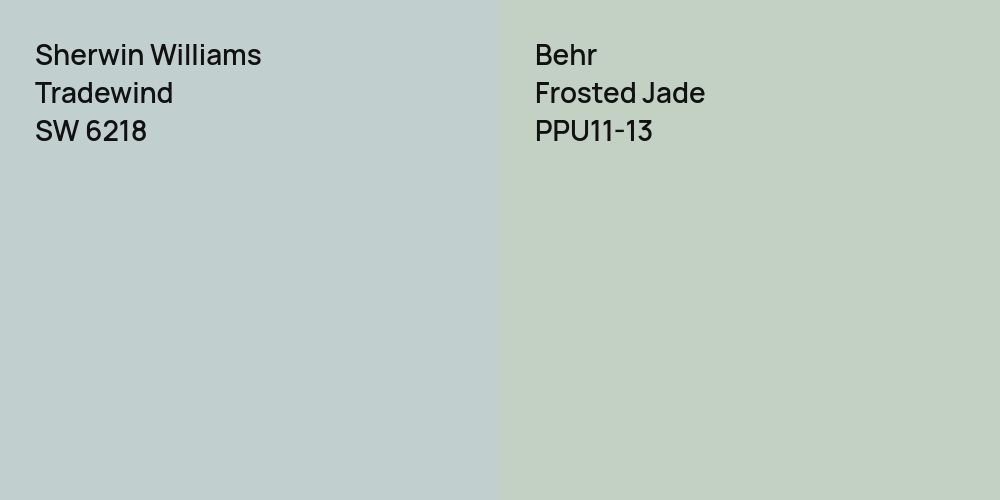 Sherwin Williams Tradewind vs. Behr Frosted Jade