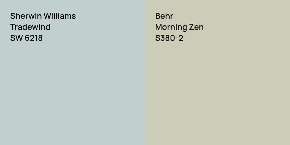 Sherwin Williams Tradewind vs. Behr Morning Zen