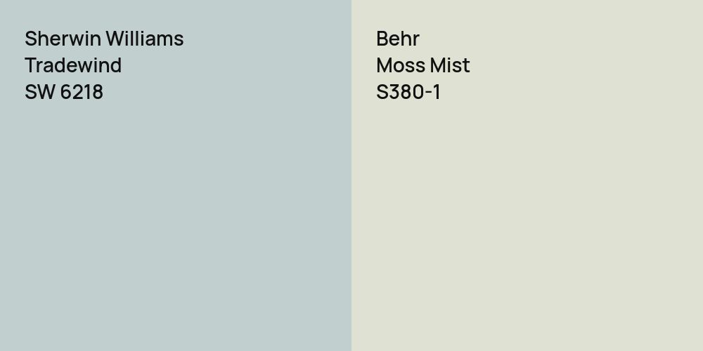 Sherwin Williams Tradewind vs. Behr Moss Mist