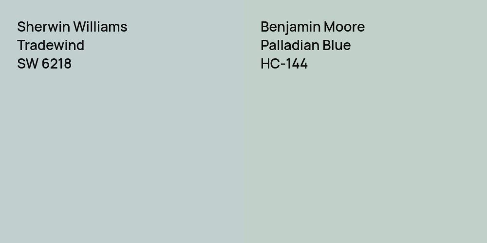 Sherwin Williams Tradewind vs. Benjamin Moore Palladian Blue