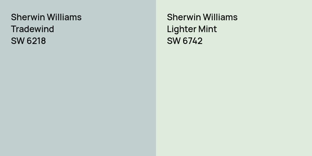 Sherwin Williams Tradewind vs. Sherwin Williams Lighter Mint