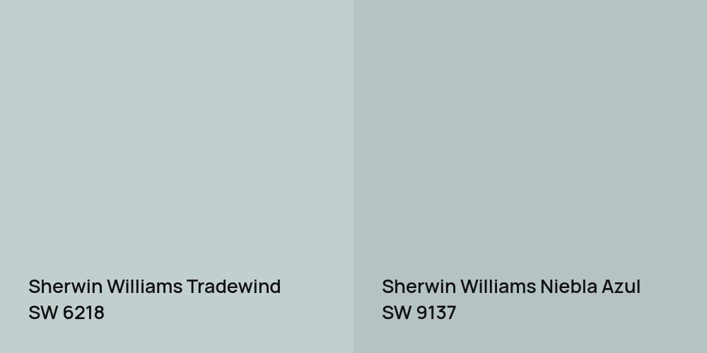 Sherwin Williams Tradewind vs. Sherwin Williams Niebla Azul