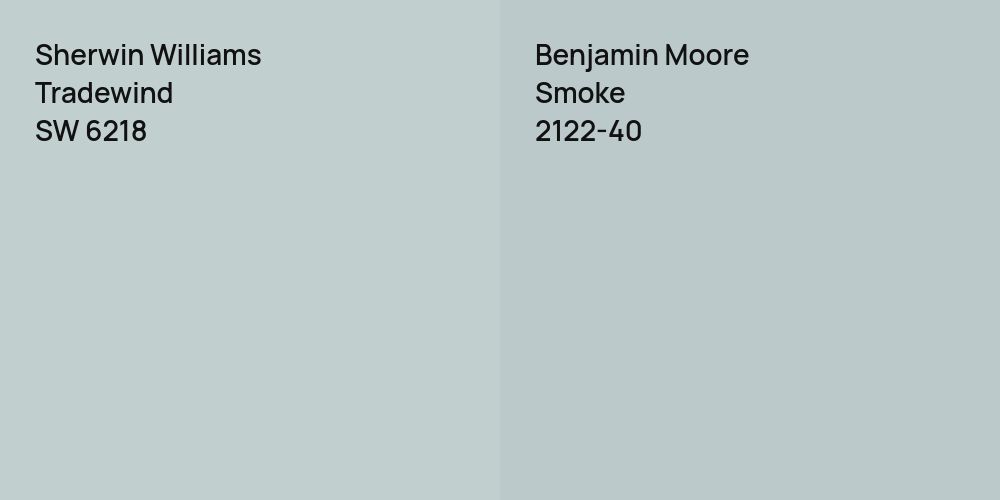 Sherwin Williams Tradewind vs. Benjamin Moore Smoke