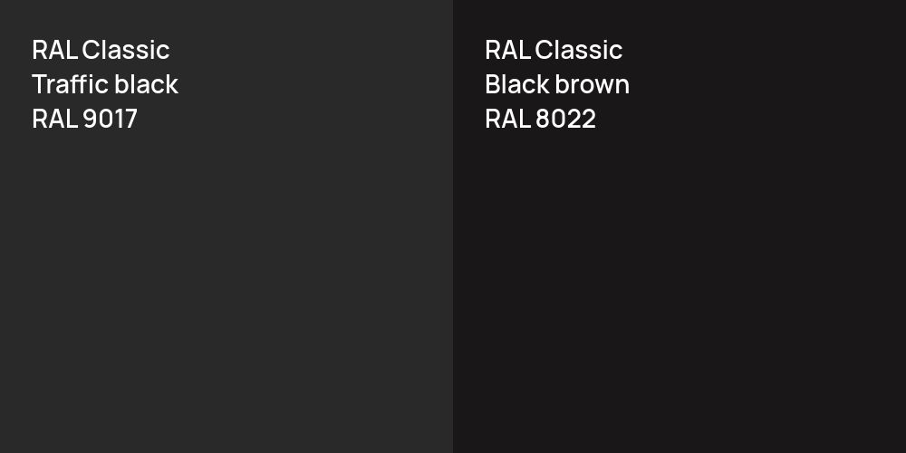 RAL Classic Traffic black vs. RAL Classic  Black brown