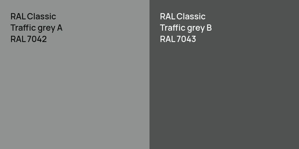 RAL Classic  Traffic grey A vs. RAL Classic  Traffic grey B