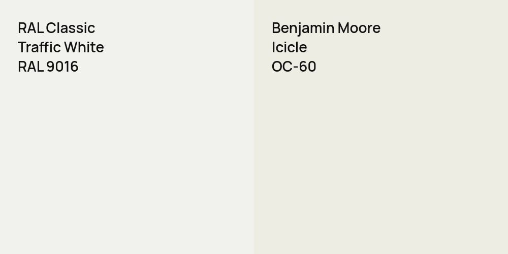 RAL Classic Traffic White vs. Benjamin Moore Icicle